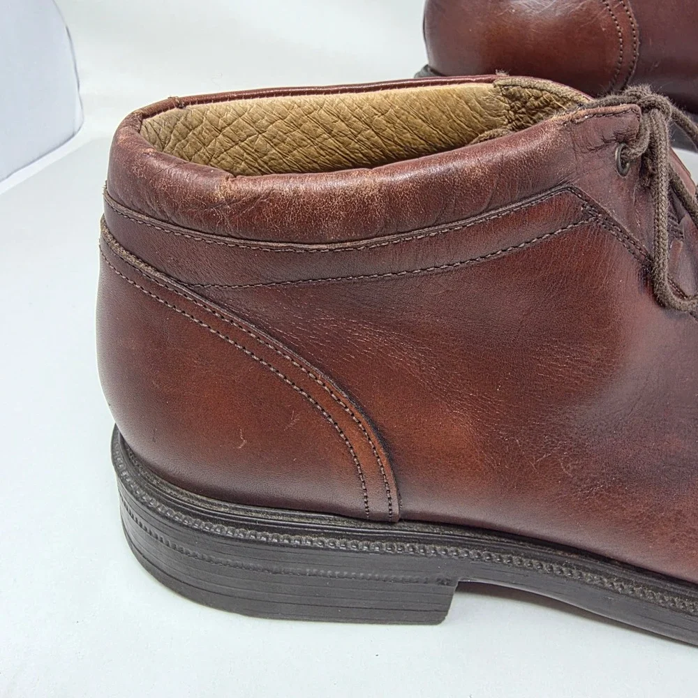 Bacco Bucci Chukka Boots Mens 10.5 Brown Leather Moc Toe Made in Italy Good